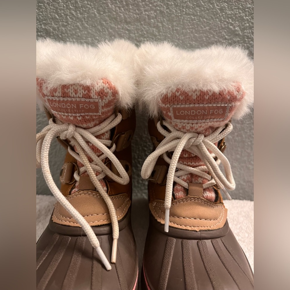 LONDON FOG LIKE NEW Brown and White Fur-Lined Winter Boots - Picture 4 of 11